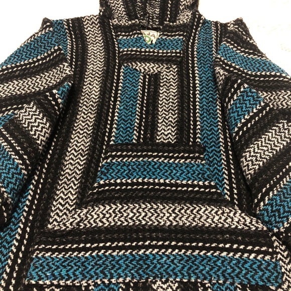 Baja Joe adult size Large Mexican Drug Rug Poncho - Picture 2 of 3